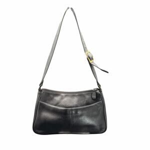 Etienne Aigner Black Leather Shoulder Bag Adjustable Strap Vintage Y2K
